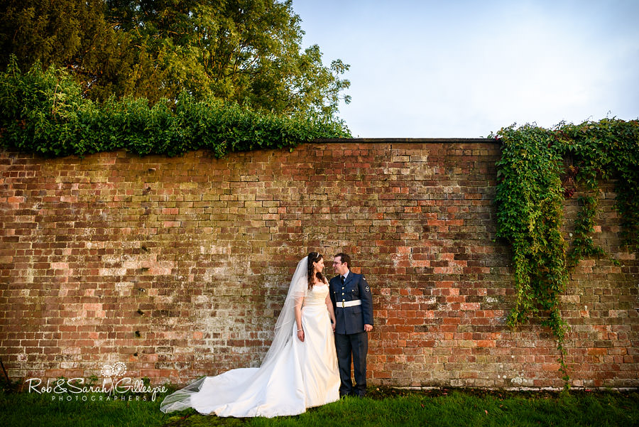 Bride & groom together at Puckrup Hall in Gloucestershire