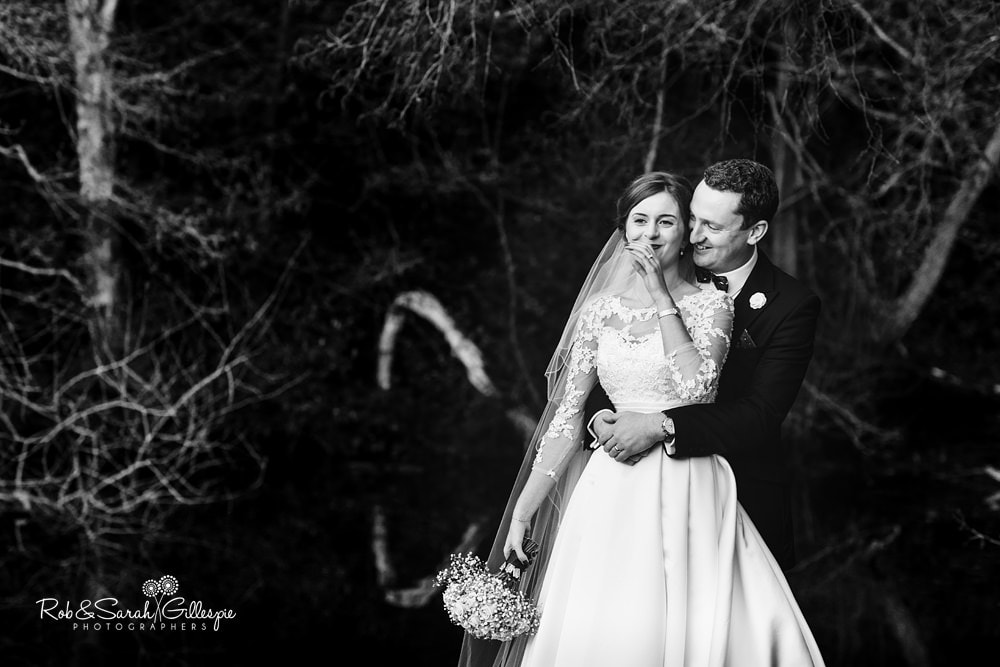 Bride and groom together outside The Boathouse Sutton Coldfield