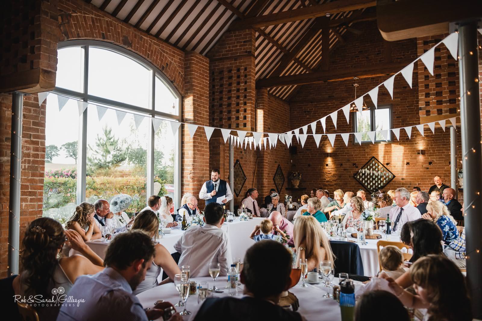 Wedding speeches at Swallows Nest Barn