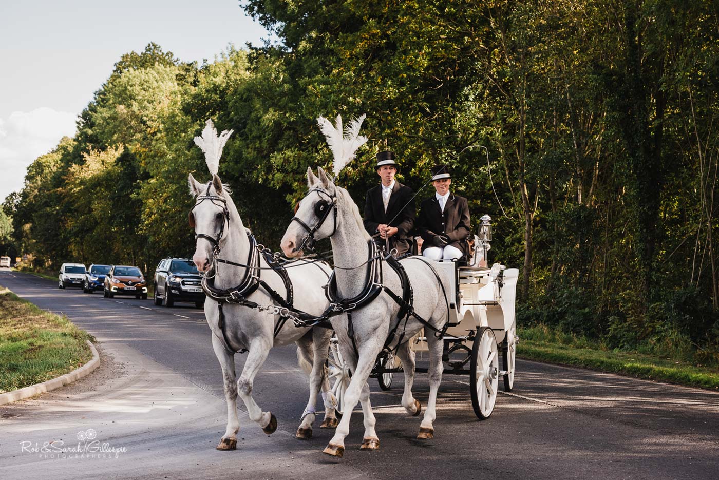 Horse and carriage at Hazel Gap Barn wedding