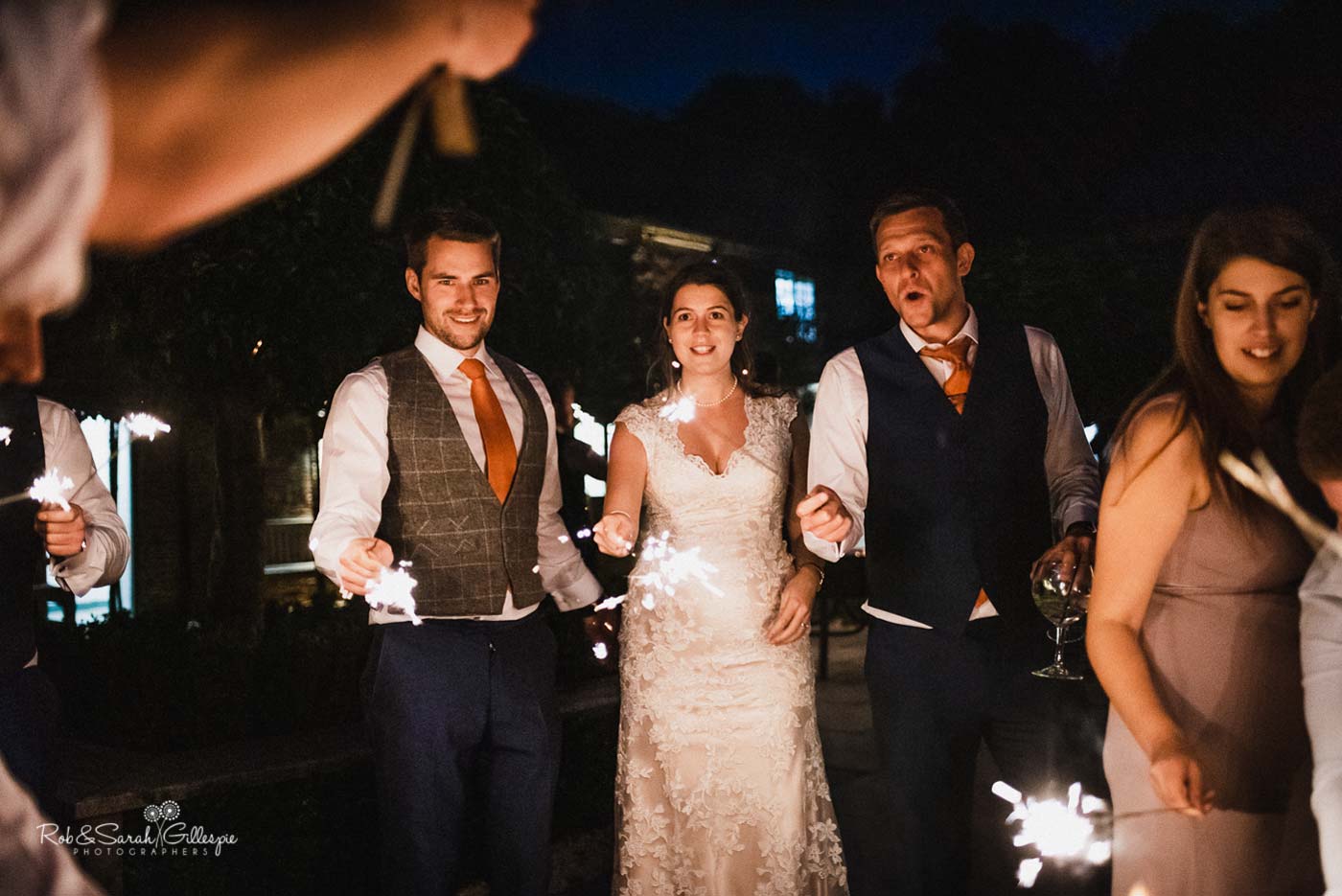 Sparklers at Hazel Gap Barn wedding