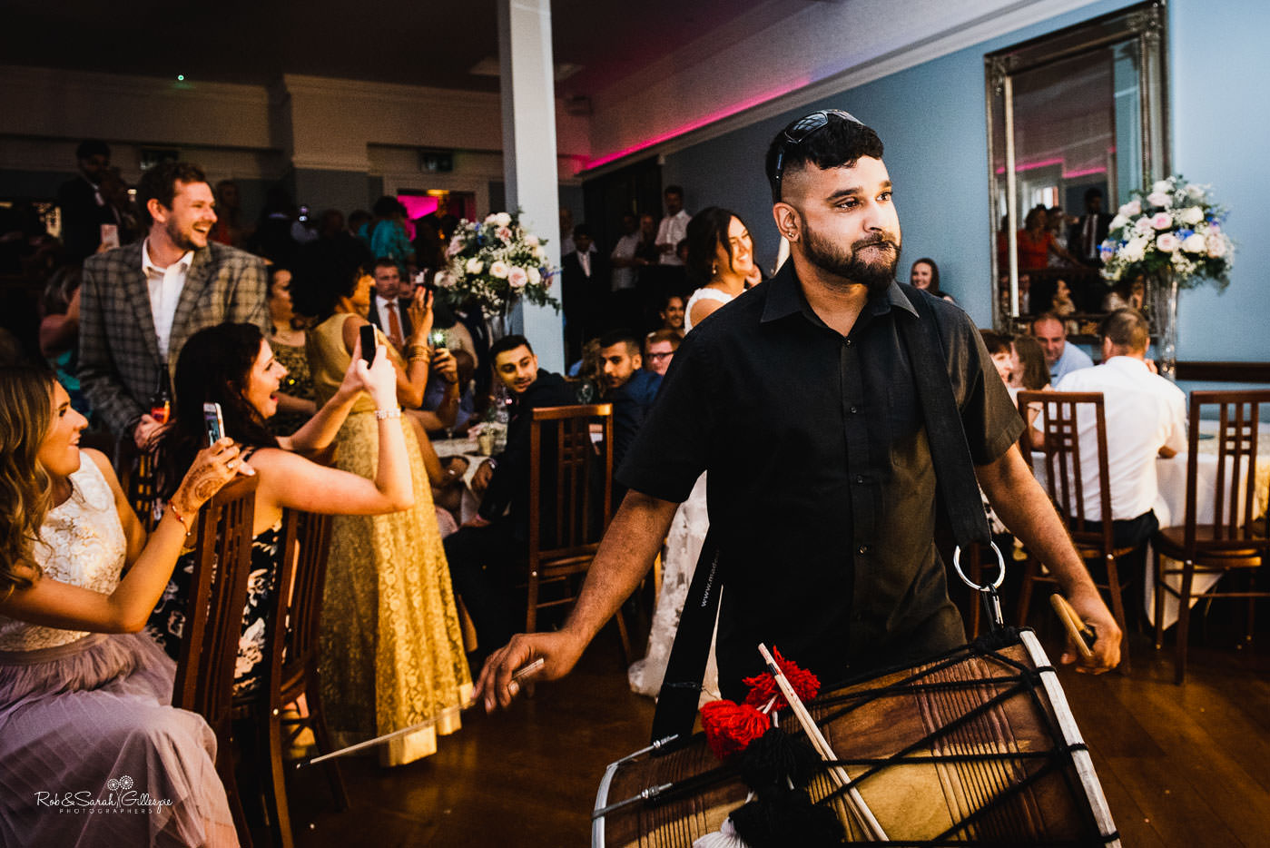 Indian Dhol drums at Pendrell Hall fusion wedding