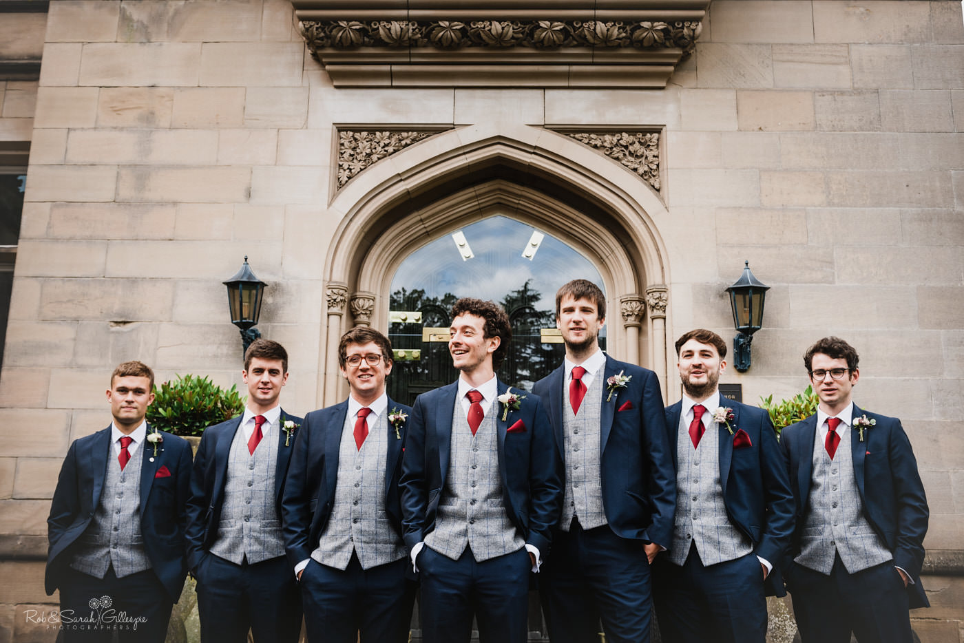 Groom and groomsmen group photo at Hampton Manor