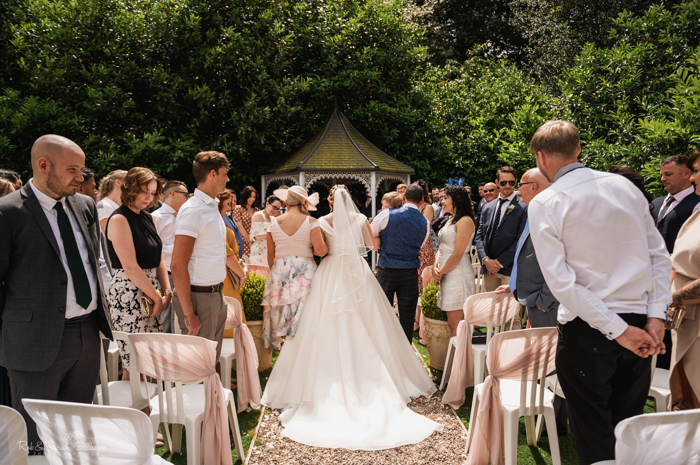 Outdoor wedding ceremony at Pendrell Hall in Staffordshire