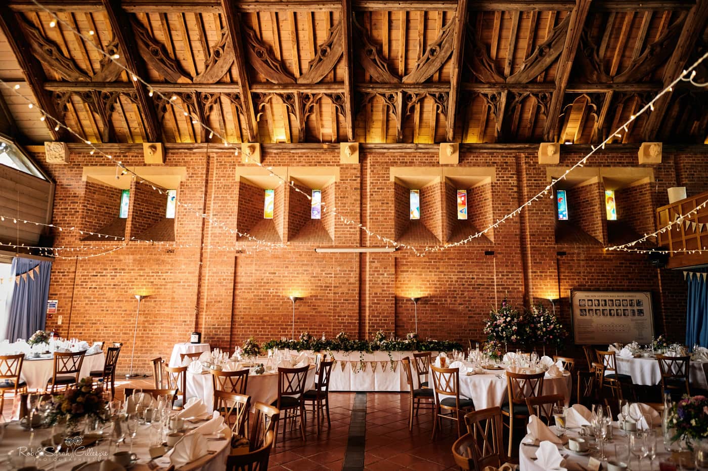 Avoncroft Guesten Hall set up for wedding reception