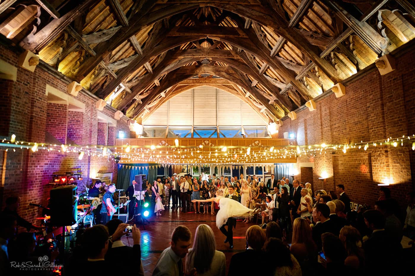 Guesten Hall at Avoncroft Museum with wedding evening party