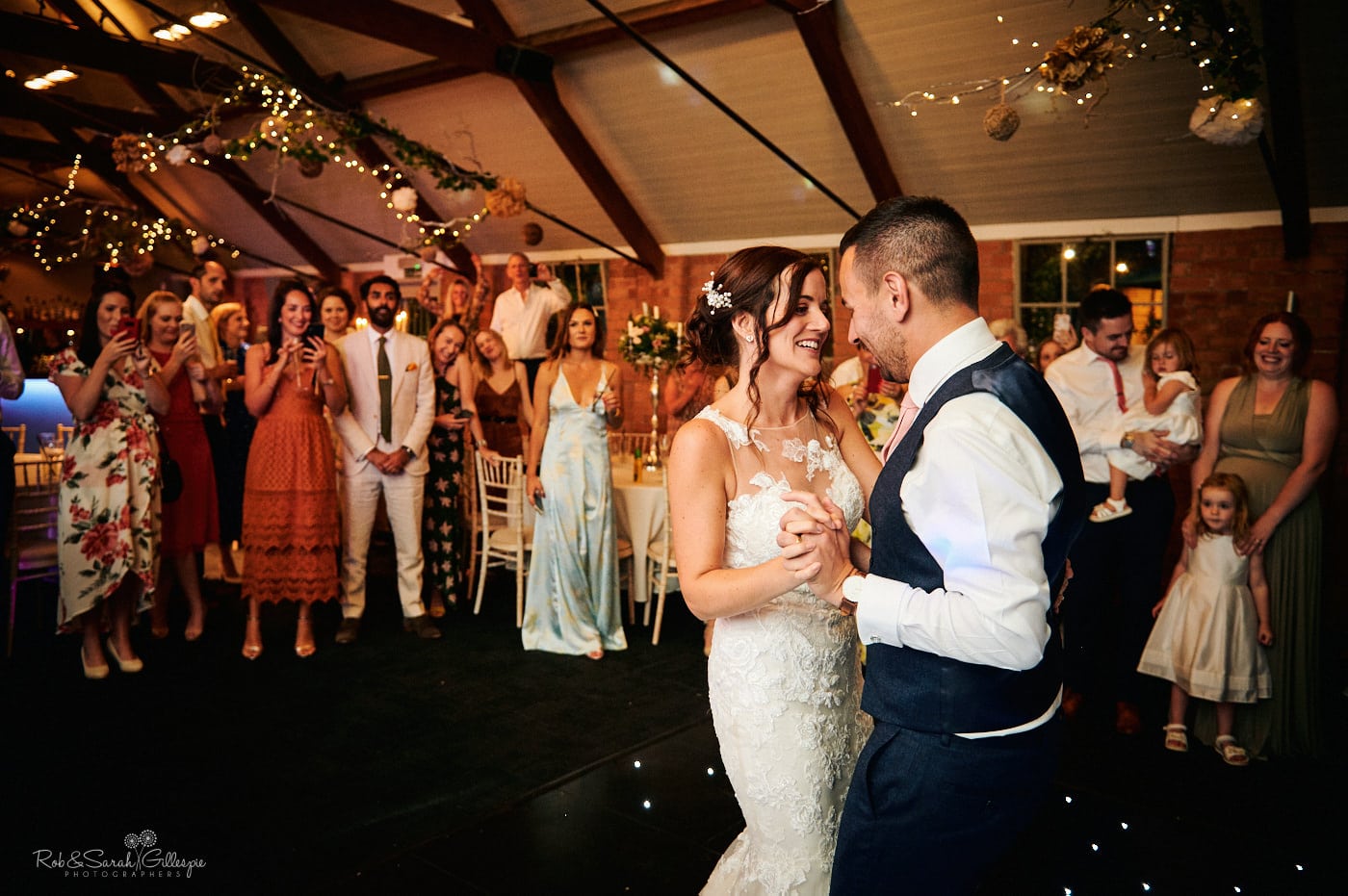 Bride and groom first dance at Gorcott Hall wedding