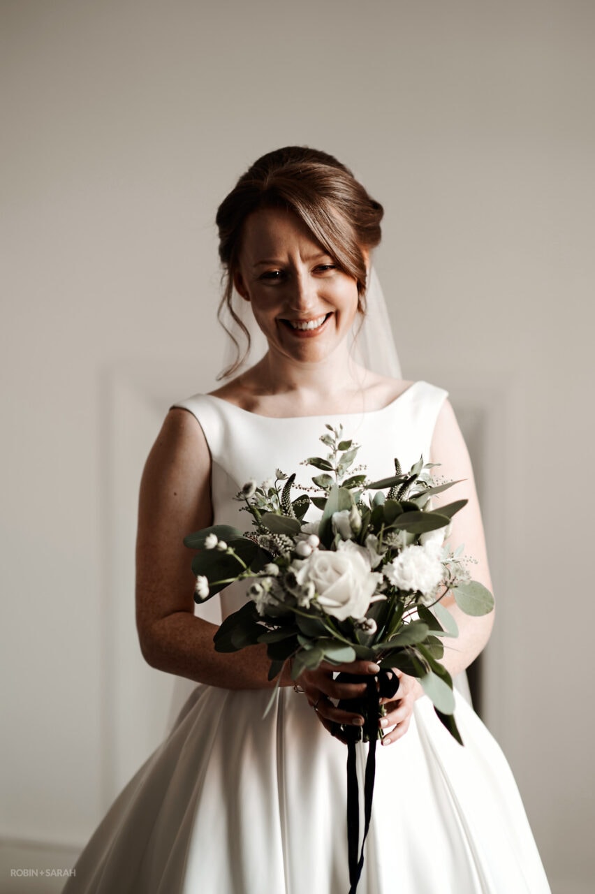 Beautiful bride smiling for portrait