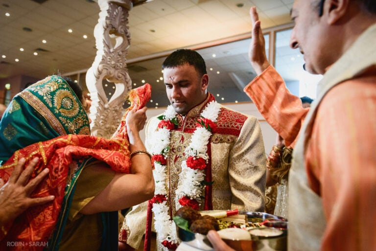 Groom at Hindu wedding ceremony