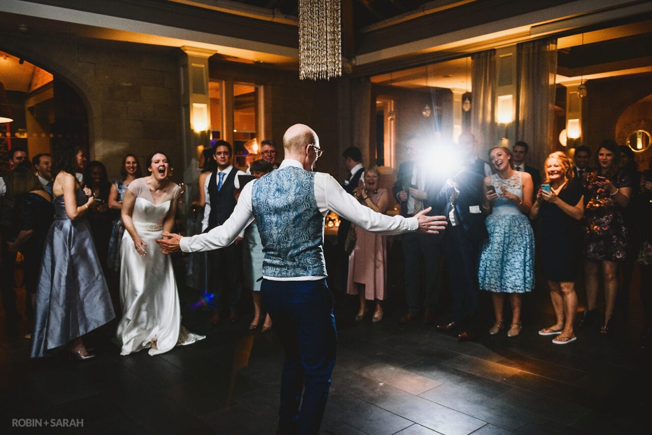 Groom takes centre stage on dancefloor as guests cheer on