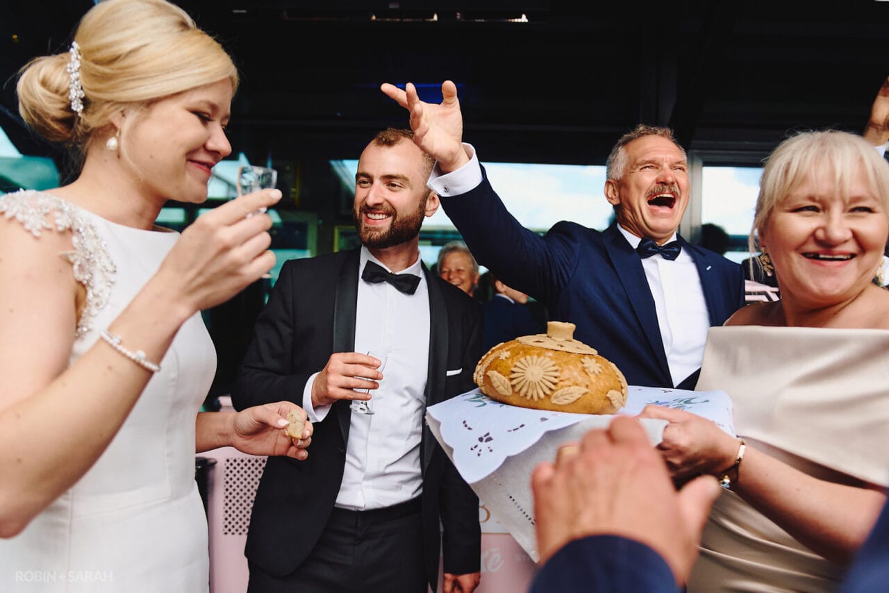 Polish bread and salt ceremony during wedding at Midlands venue