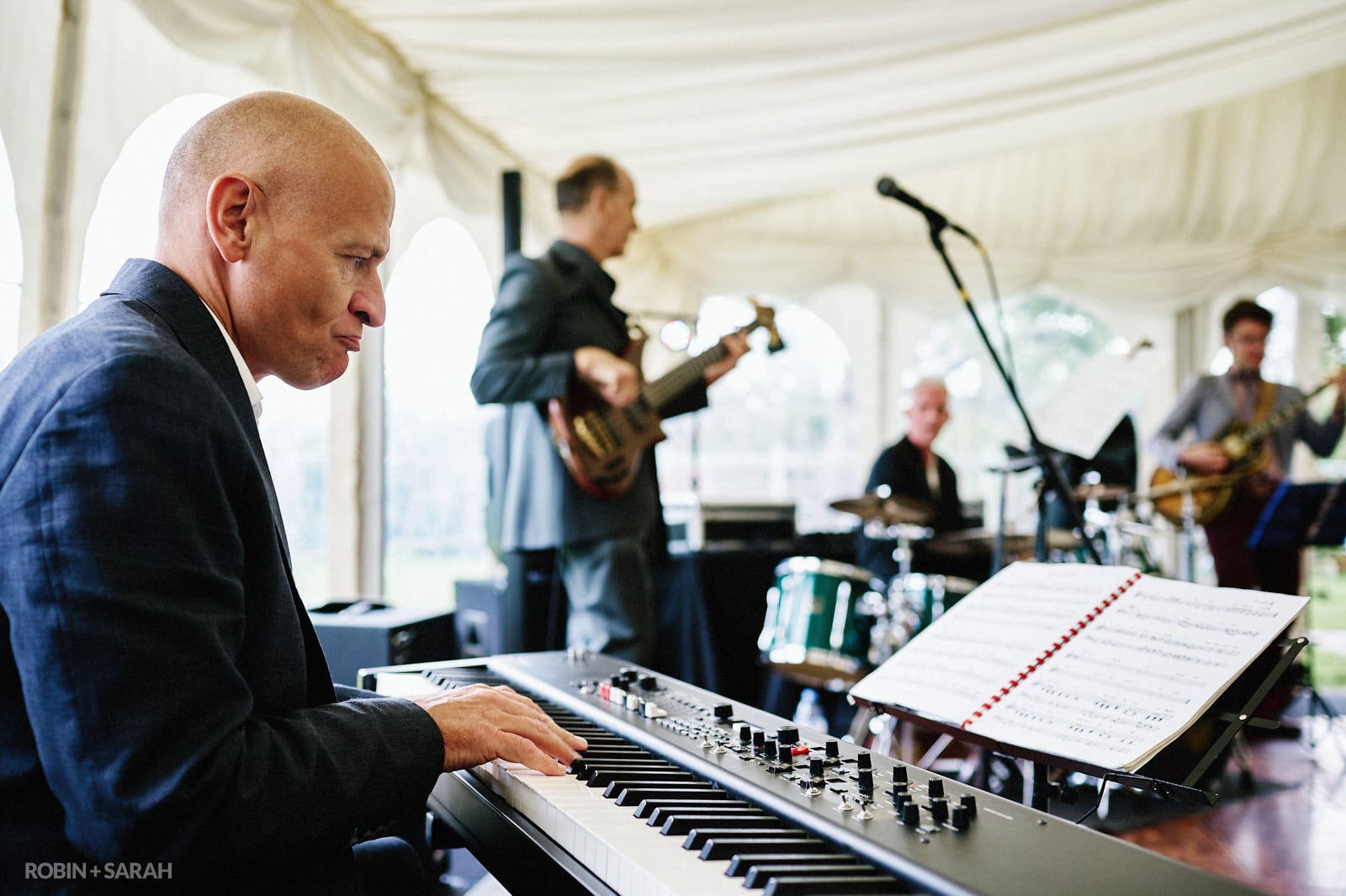 Musicians play at wedding reception