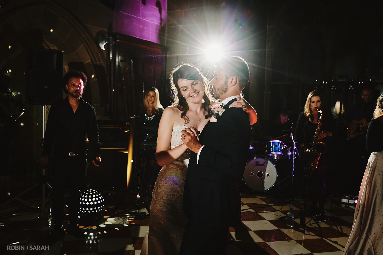 Bride and groom first dance at Warwick Castle