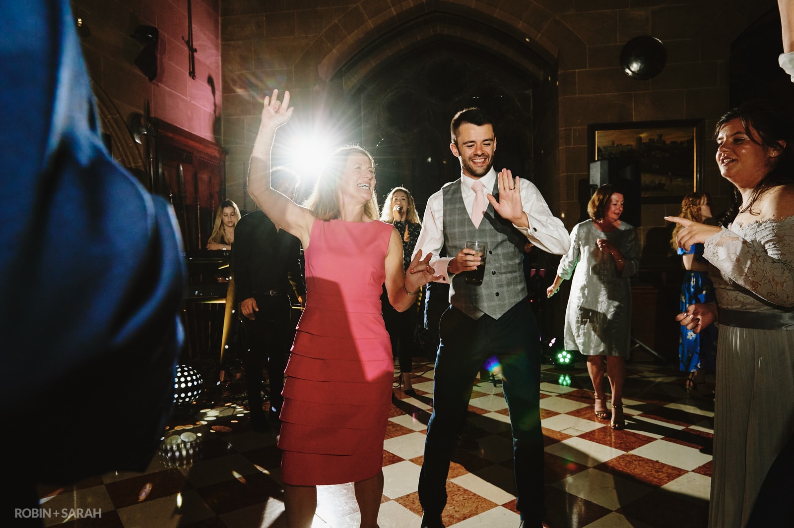 Wedding guests dance in Great Hall at Warwick Castle
