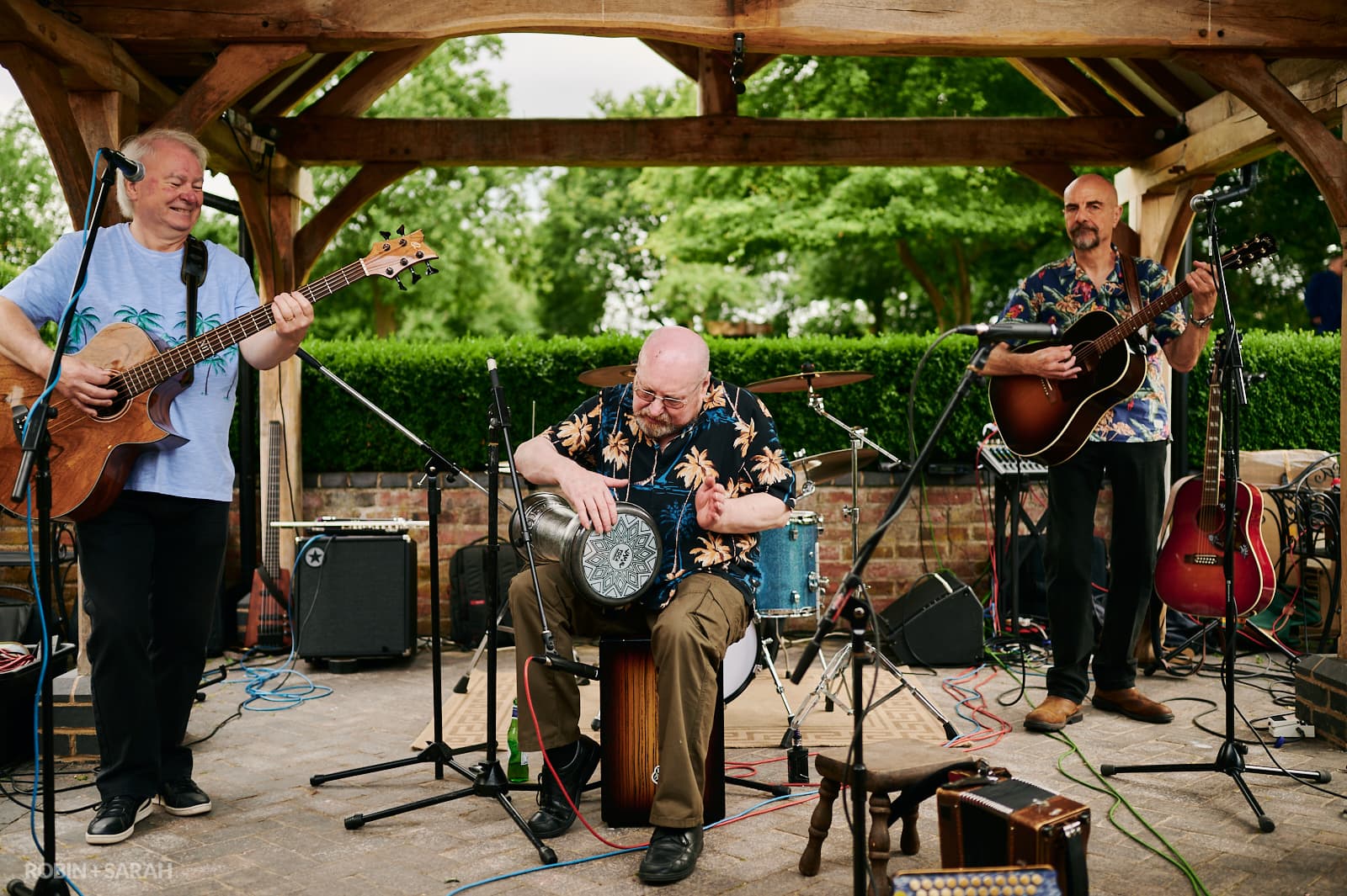 Ceilidh band play outside at Wethele Manor