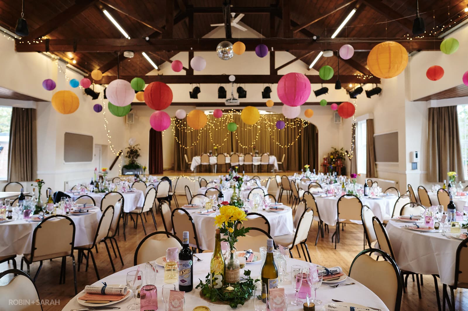 Dorothea Mitchell village hall set up for wedding meal