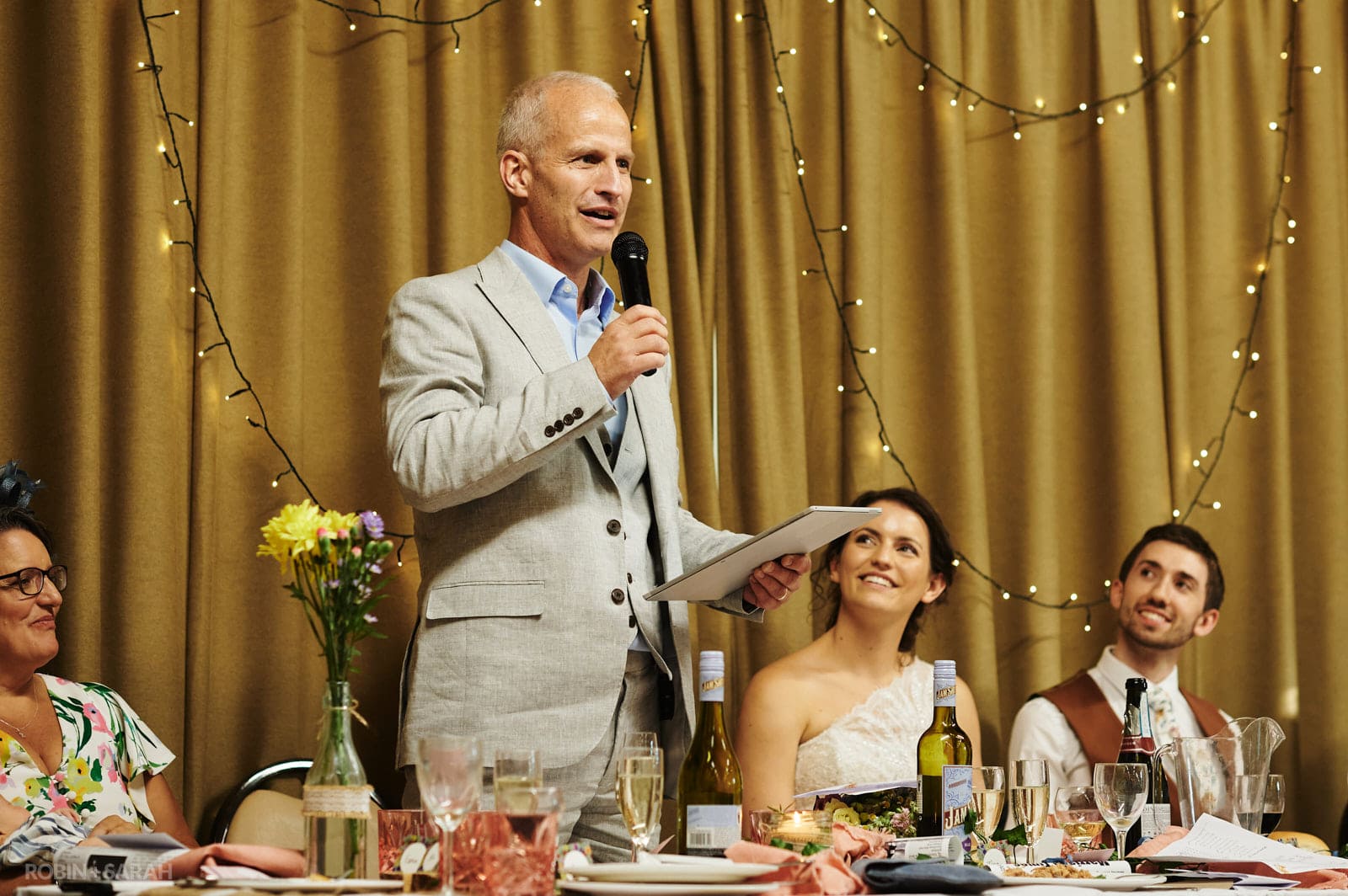 Wedding speeches in Dorothea Mitchell Hall in Warwickshire