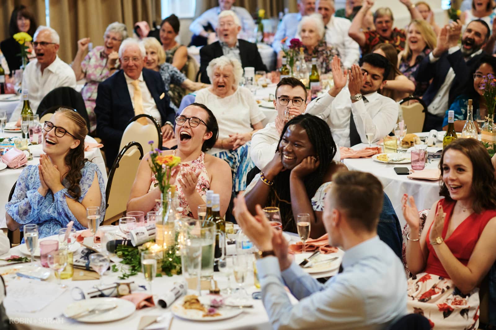 Wedding guests react to speeches