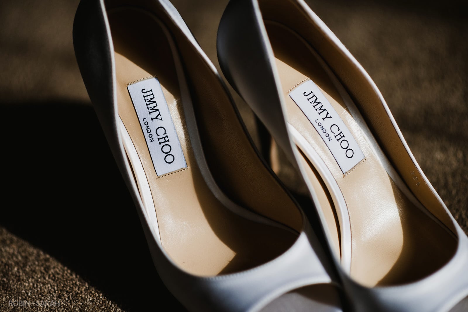 Close up of Jimmy Choo wedding shoes