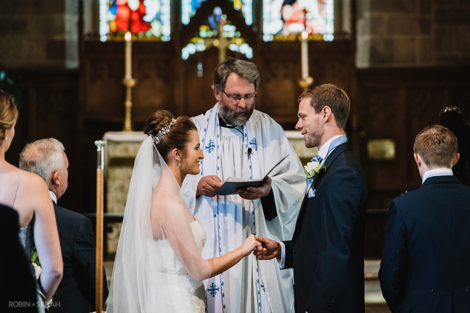 Wedding ceremony in St Peter's Church Diddlebury