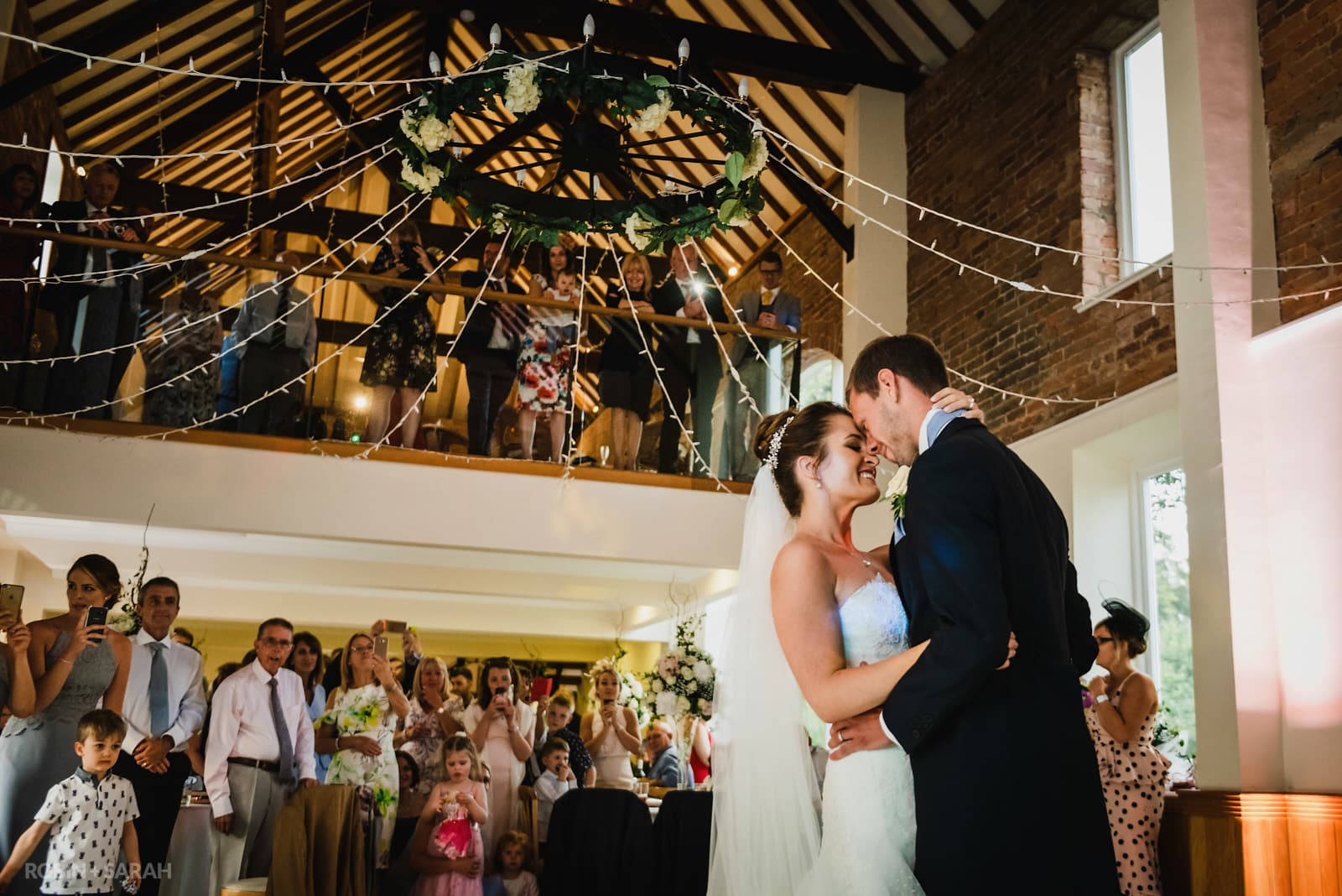 Bride and groom first dance in Coach House at Delbury Hall