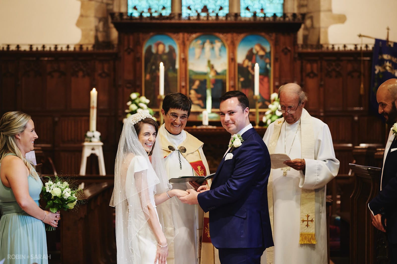 Wedding ceremony at St Peter's church Dunchurch