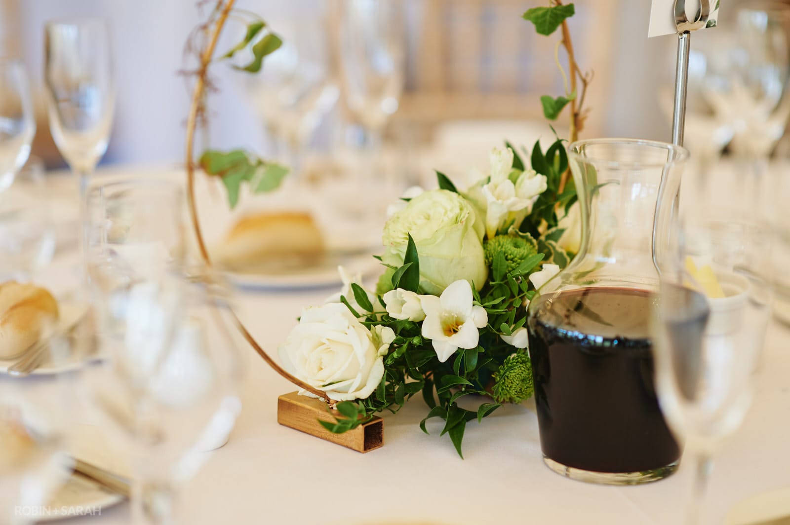 Table details for wedding meal