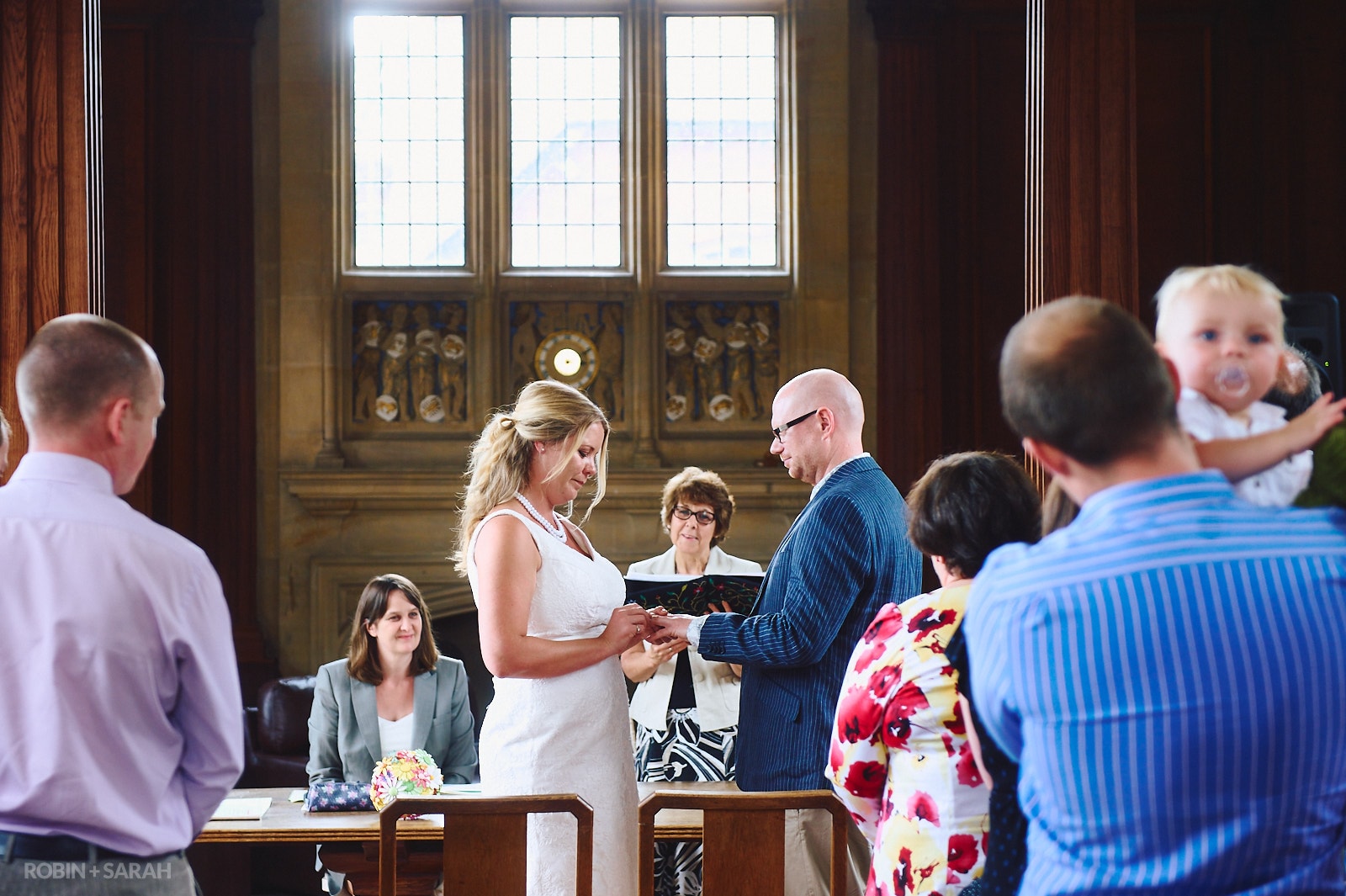 Wedding ring exchange in Malvern College Memorial Library