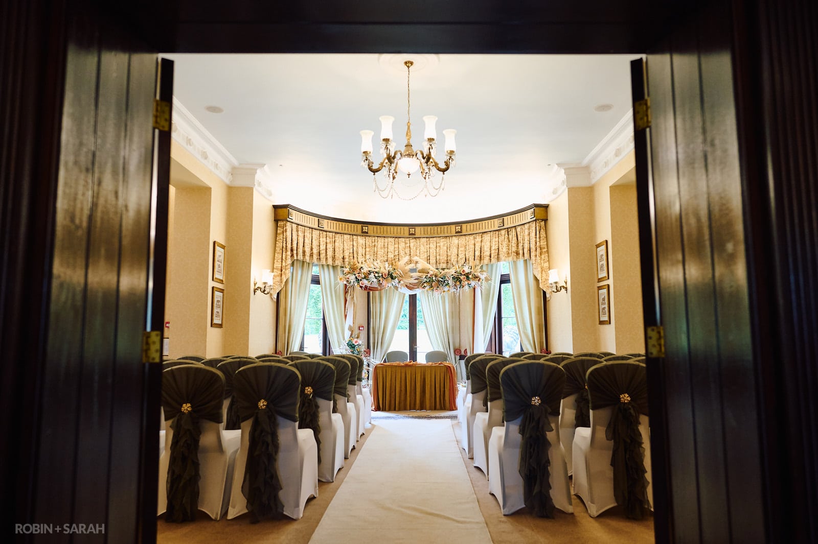 Ceremony room at Spring Grove House set up for wedding