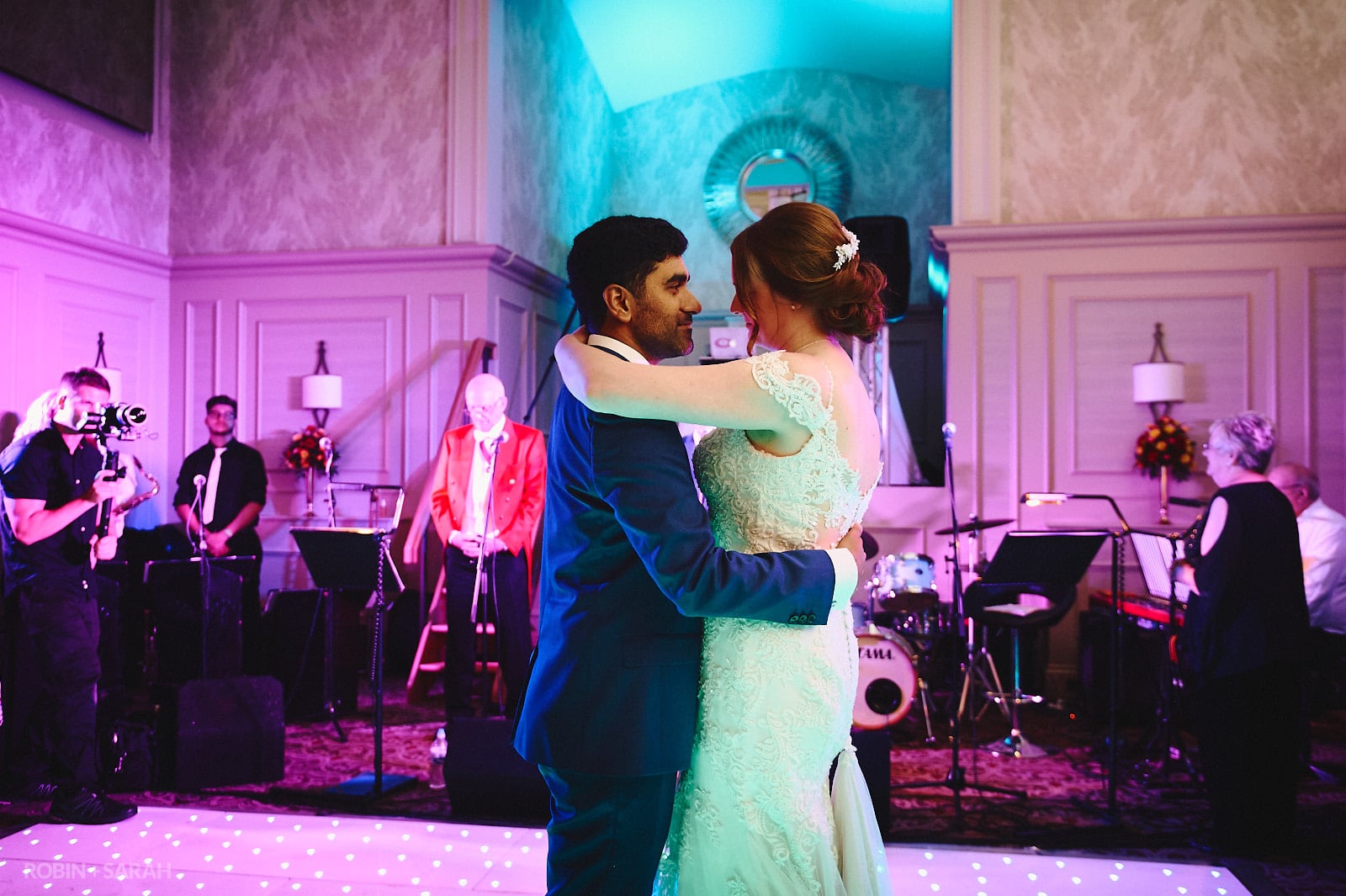 Bride and groom first dance in St Anne's Hall at Stanbrook Abbey