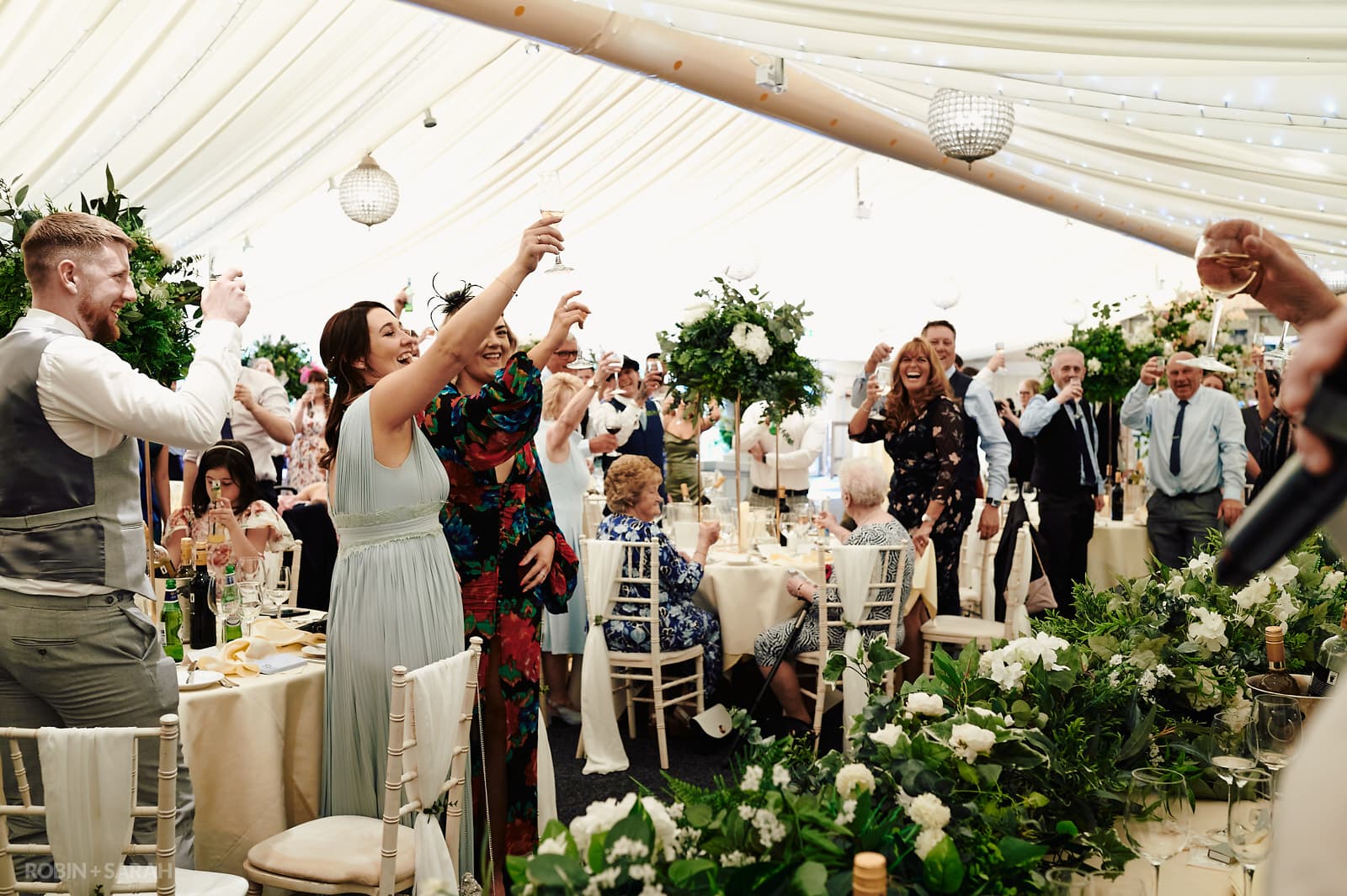 Wedding speeches in marquee at Coombe Abbey
