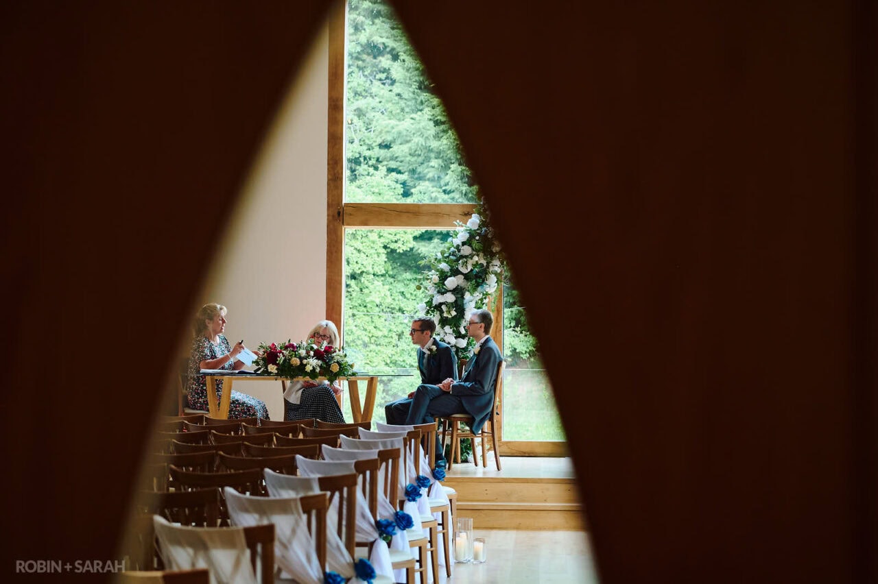 Groom has interview with registrars prior to legal marriage ceremony