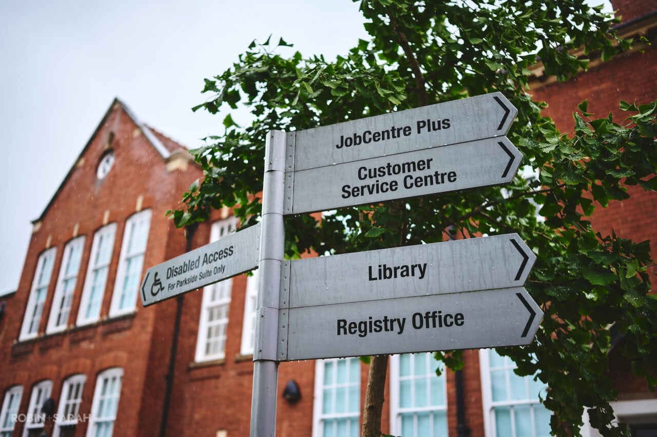 Sign outside Bromsgrove Registry Office