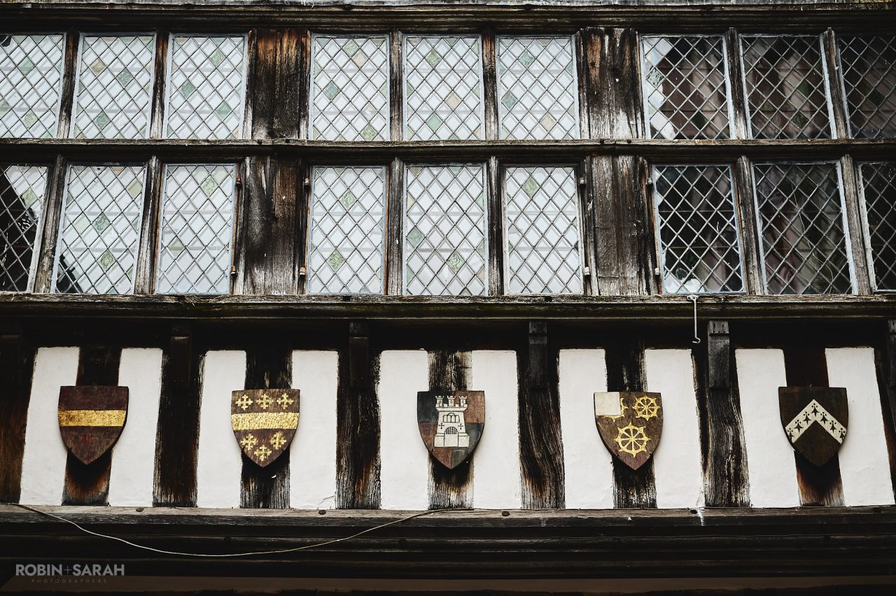 Detail of family coats of arms at Greyfriars