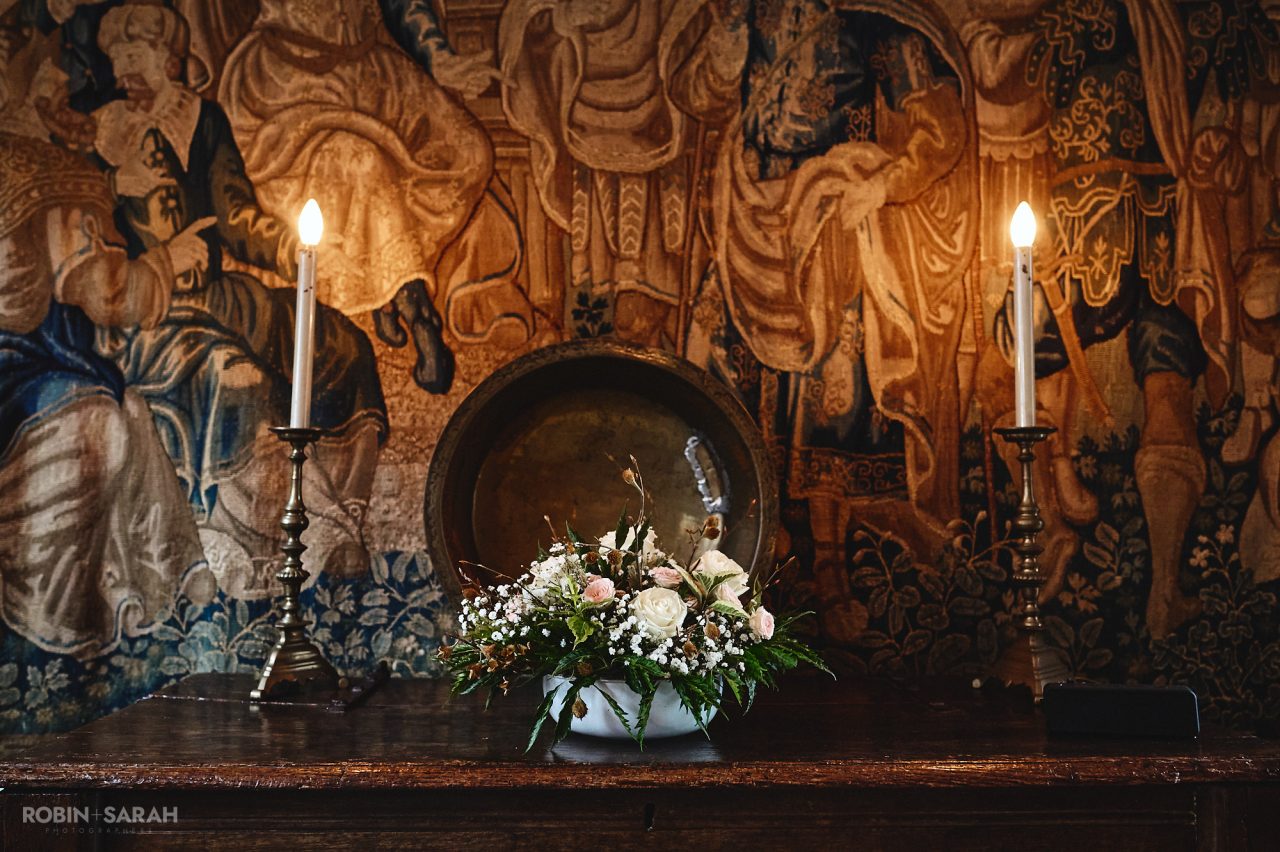 Detail of wedding flowers at Greyfriars
