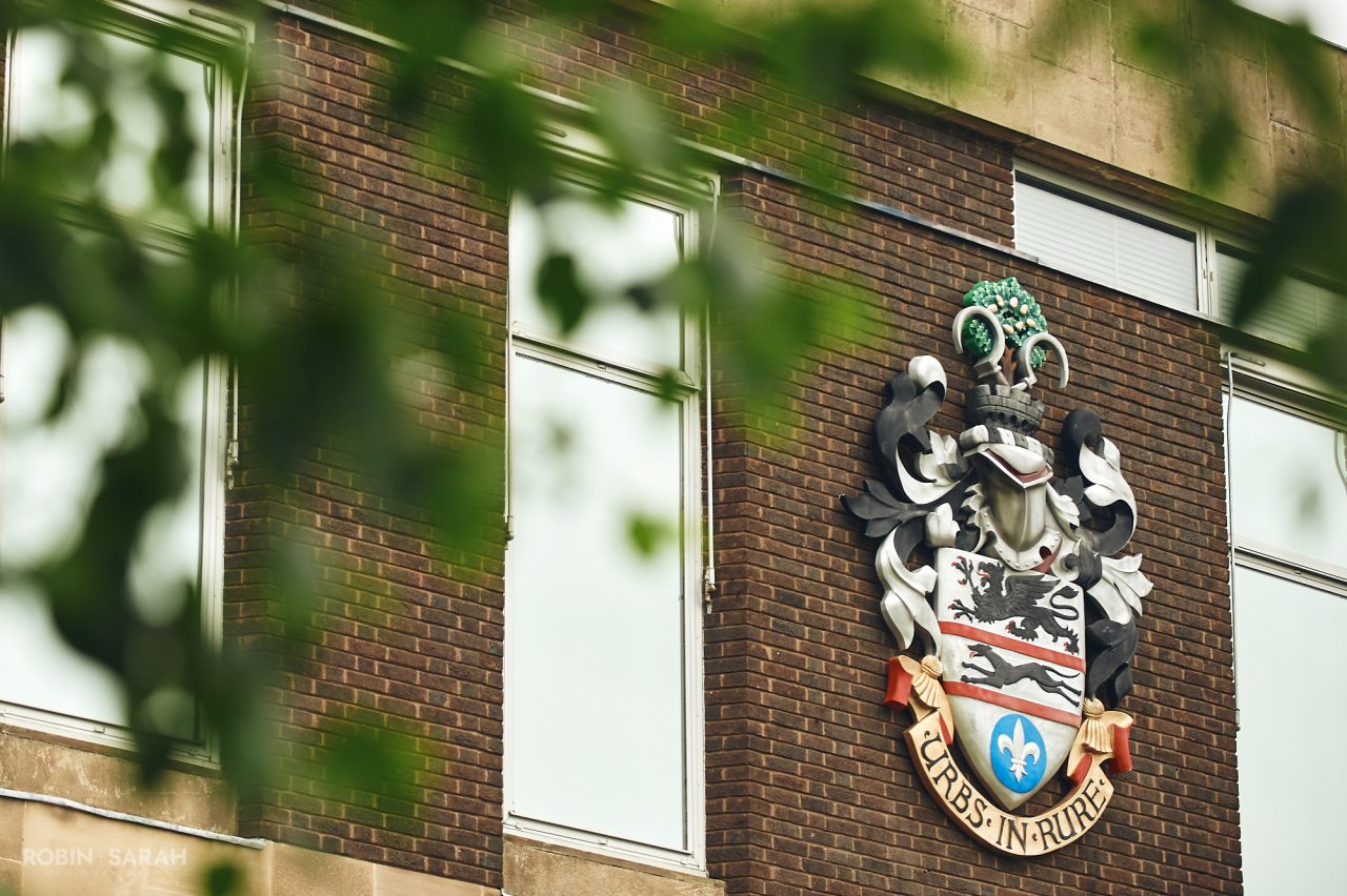 Heraldry for Solihull on the wall at Solihull Register Office